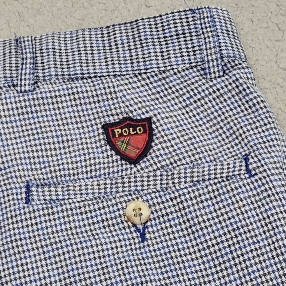 Polo Ralph Lauren Shorts Mens 36 (Fits 34) Classic Golf Blue Houndstooth Crest - Picture 2 of 11